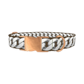 Silver Chain Brown Dog Collar - metal rose gold