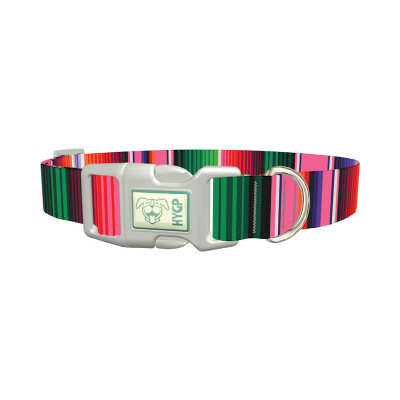 Mexican Stripe Dog Collar - plastic silver