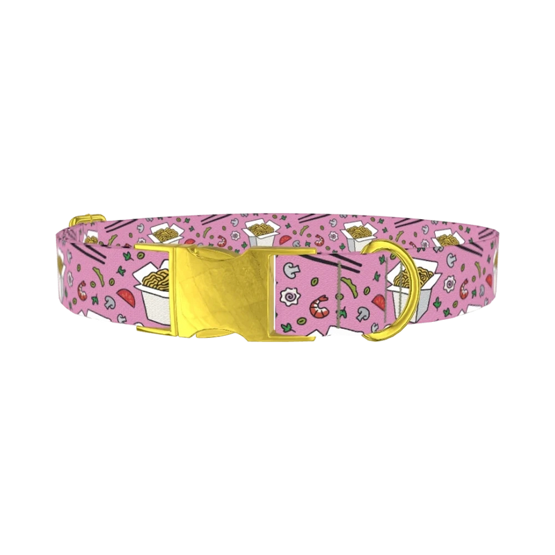 Noodle Takeout Dog Collar - metal gold