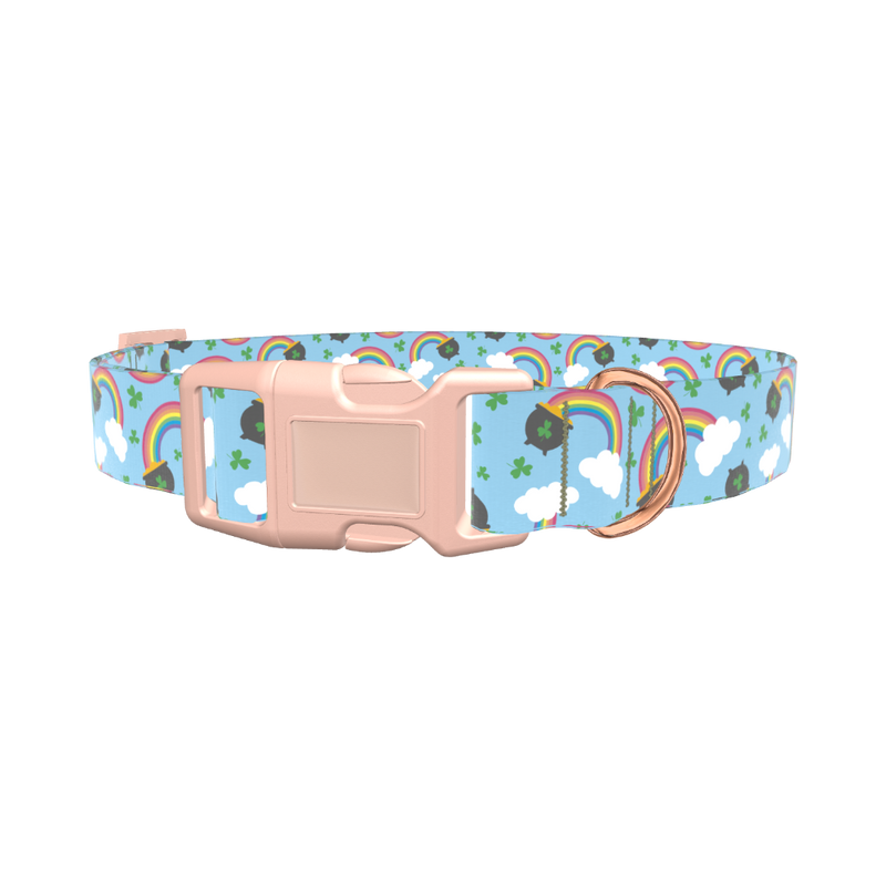 St. Patrick's Rainbow Dog Collar - plastic gold