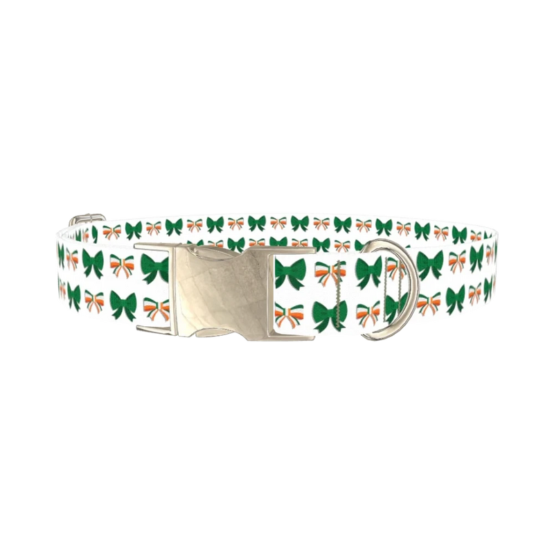 Irish Bow Pattern Dog Collar - metal silver