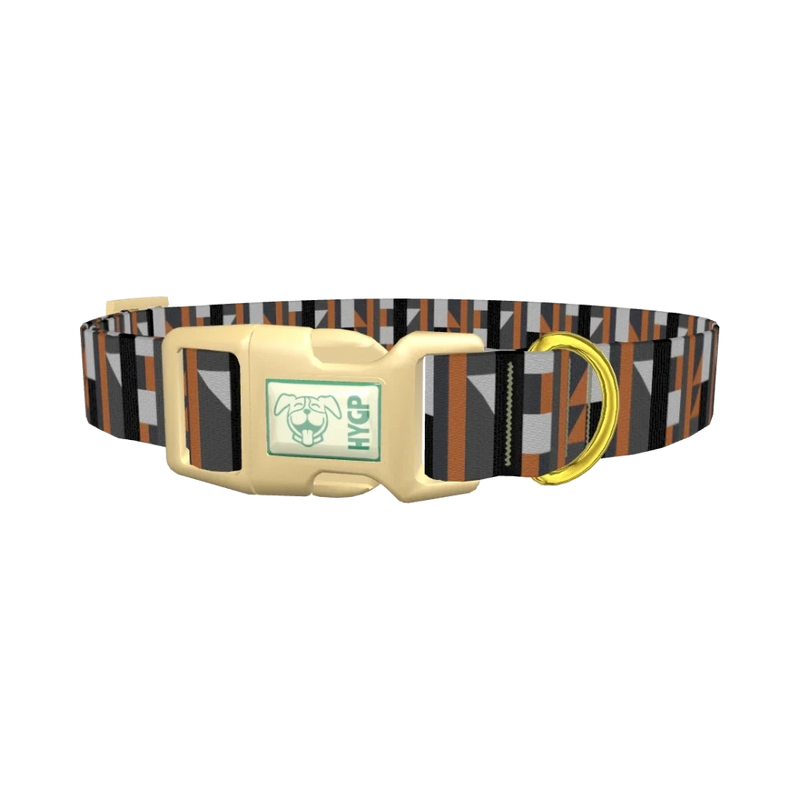 Geometric Stripe Dog Collar - plastic gold