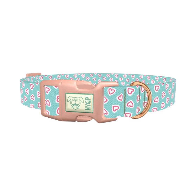 Pastel Valentine Heart Dog Collar - plastic rose gold