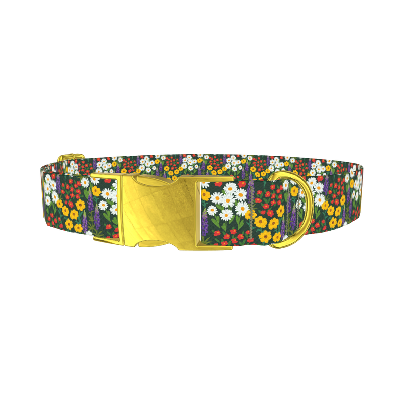 Meadow Bloom Dog Collar - metal gold
