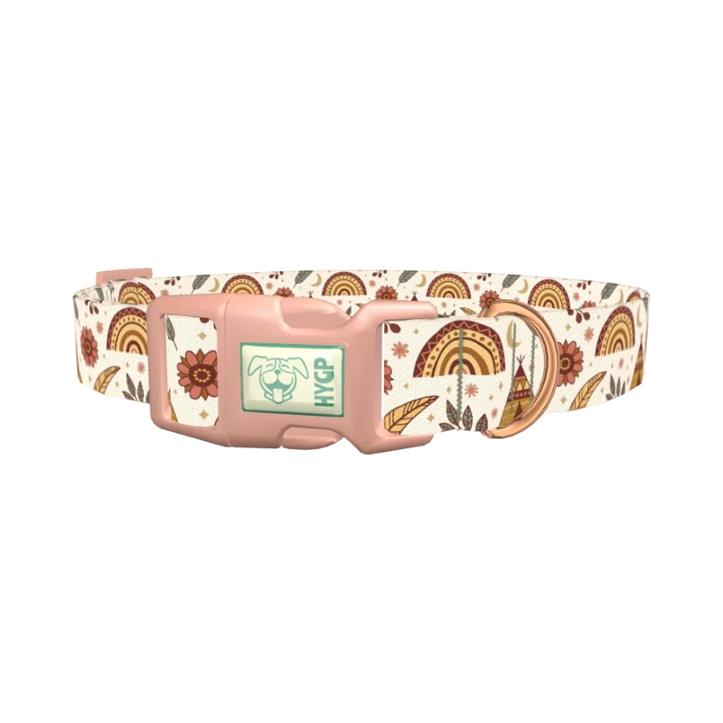 Bohemian Rainbow Dog Collar - plastic rose gold