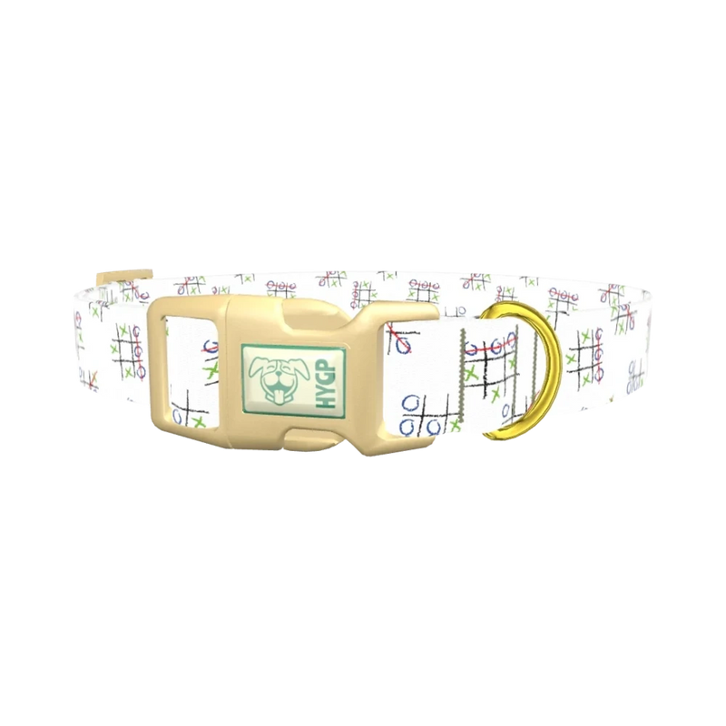 Tic Tac Toe Pattern Dog Collar - plastic gold