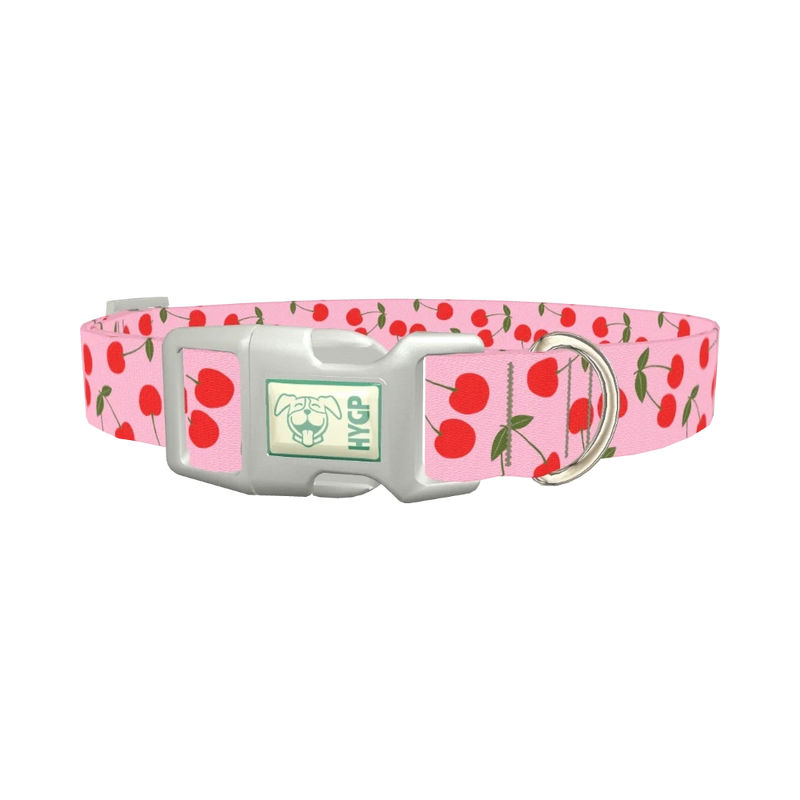 Cherry Pattern Dog Collar - plastic silver