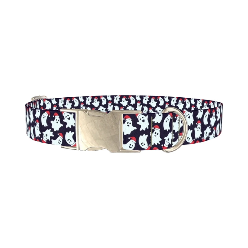 Christmas Ghost Dog Collar - metal silver