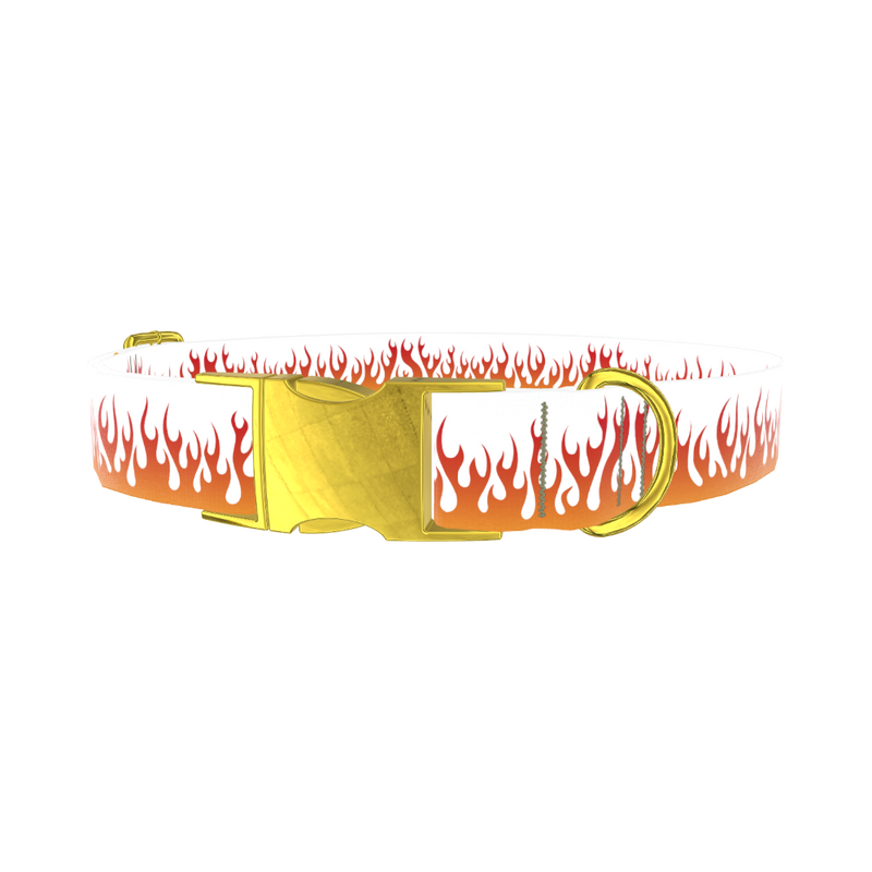 Red Flame Dog Collar - metal gold
