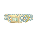 Grey Daisy Pattern Dog Collar - plastic gold