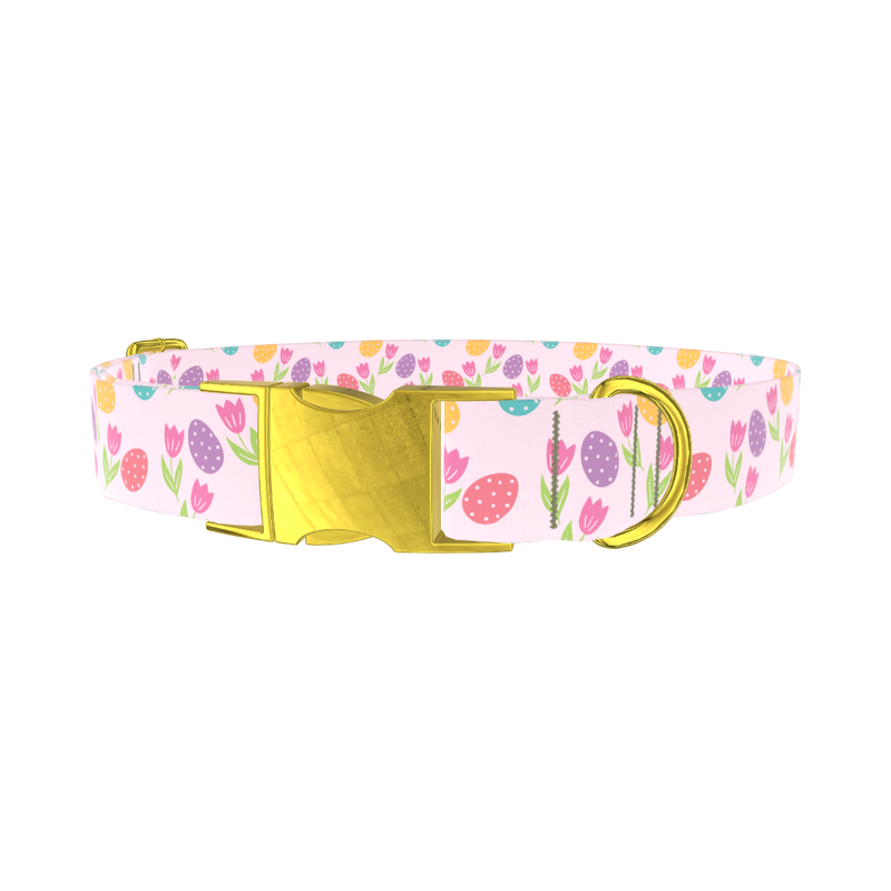 Easter Floral Dog Collar - metal gold