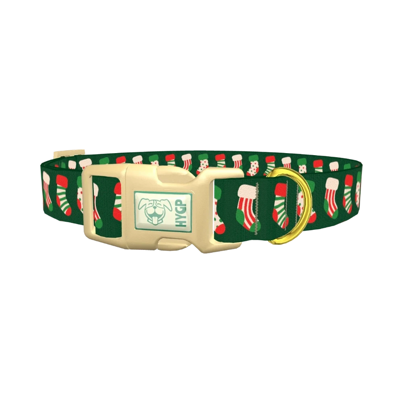 Festive Stocking Dog Collar - plastic gold