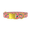 Pink Tulip Dog Collar - metal gold