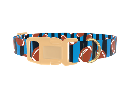 Blue Striped Football Dog Collar