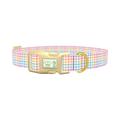 Pastel Gingham Dog Collar - plastic gold