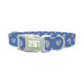 Blue Geometric Rainbow Dog Collar - plastic silver