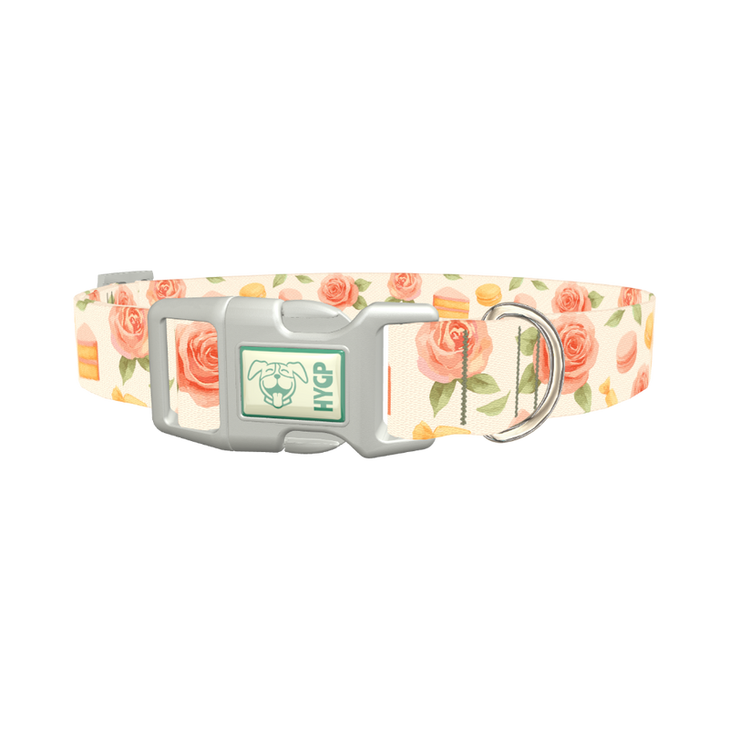 Floral Sweets Dog Collar - plastic silver