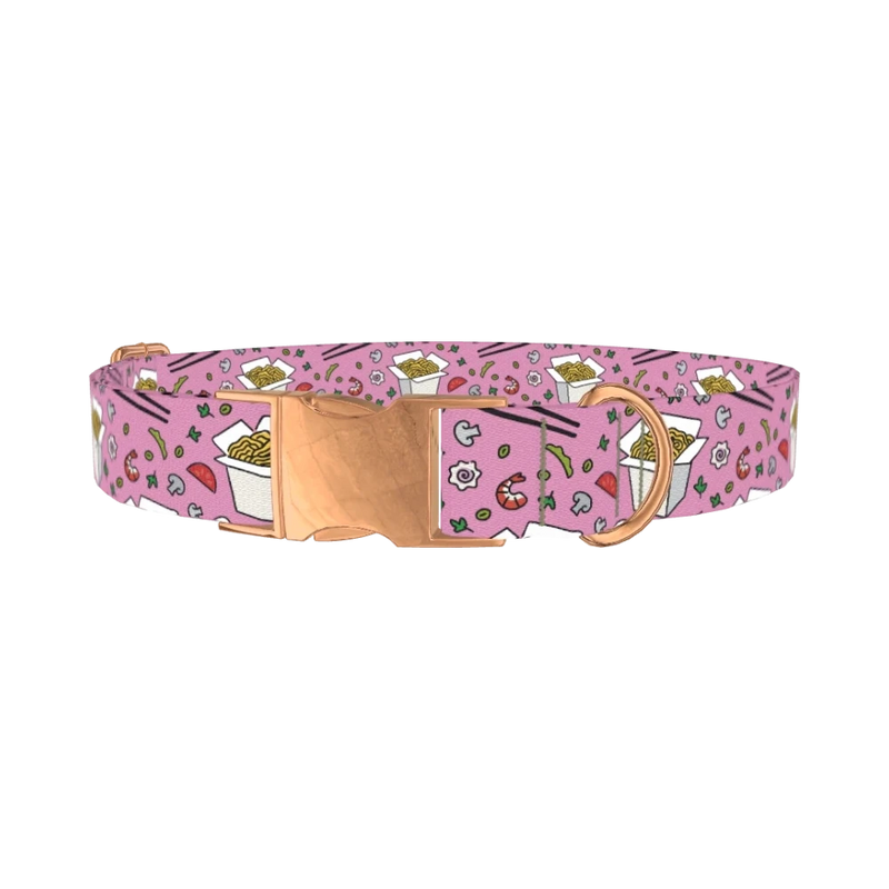 Noodle Takeout Dog Collar - metal rose gold