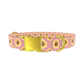 Pink Sunflower Dog Collar - metal gold