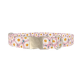 Pink Chamomile Dog Collar - metal silver