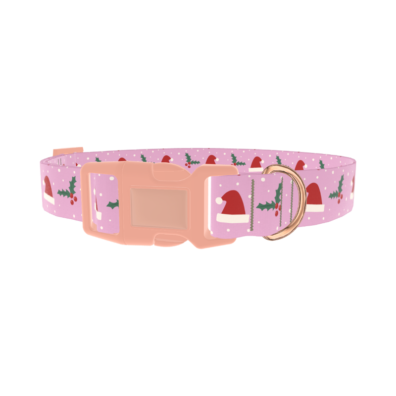 Christmas Santa Hat Dog Collar - plastic rose gold