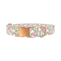 Pink Tulip Sketch Dog Collar - metal rose gold