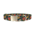 Dark Floral Bouquet Dog Collar - metal silver