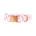 Pink Festive Trees Dog Collar - metal silver