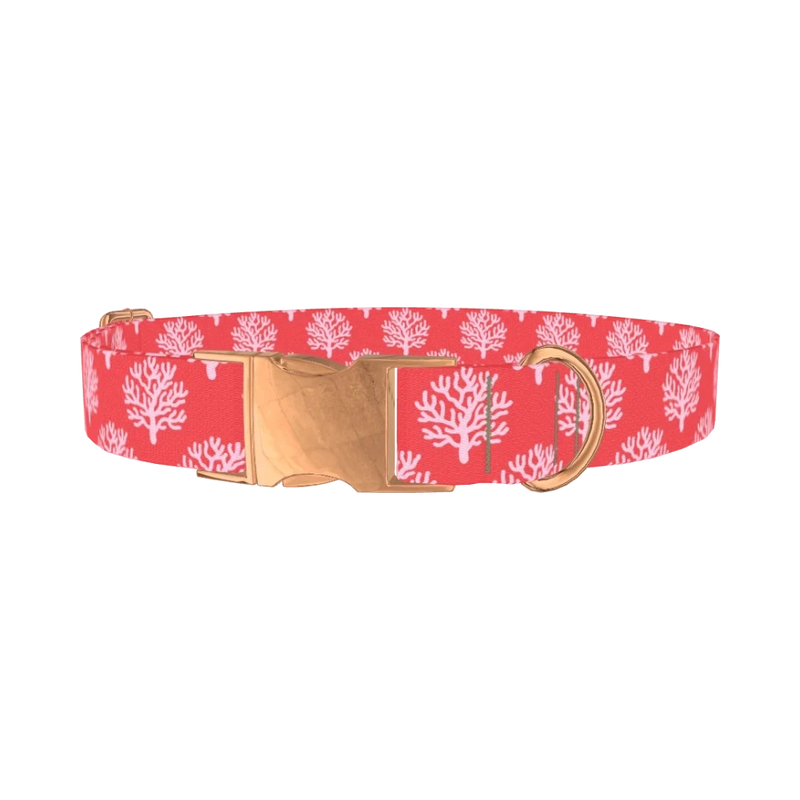 Coral Pattern Dog Collar - metal rose gold