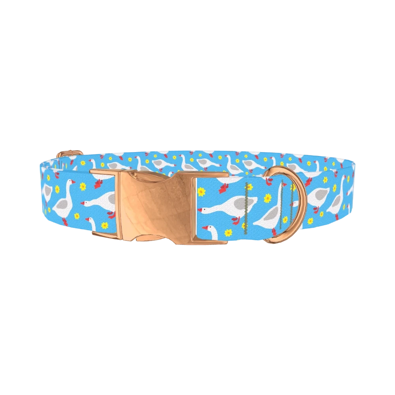 Goose Floral Dog Collar - metal rose gold