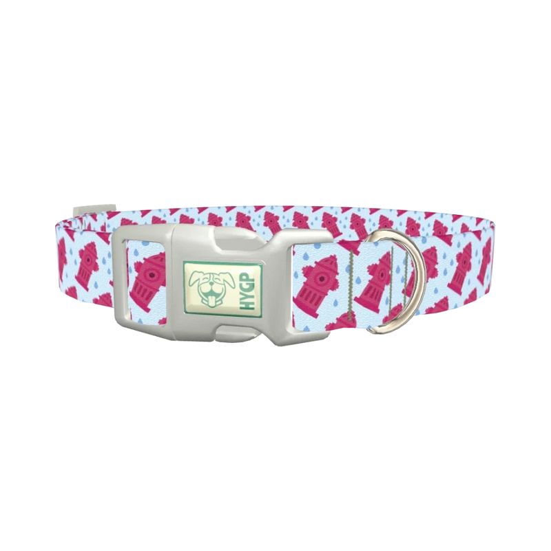 Pink Hydrant Dog Collar - plastic silver