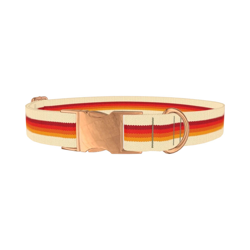 Retro Hexagon Stripe Dog Collar - metal rose gold