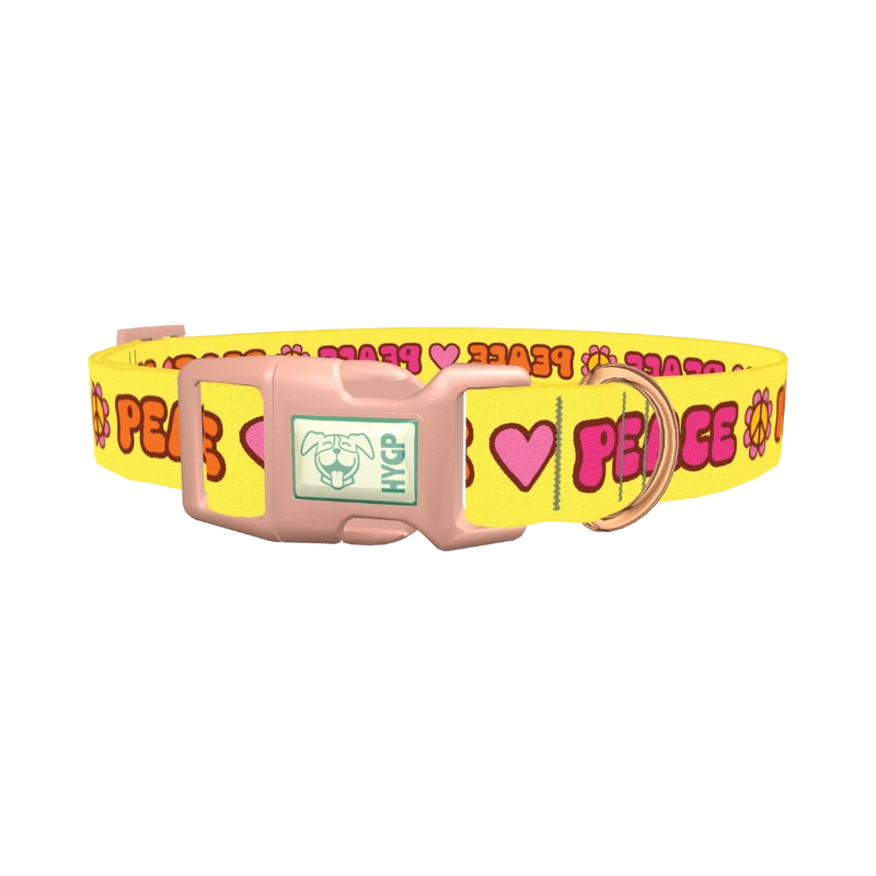 Peace Hippie Dog Collar - plastic rose gold