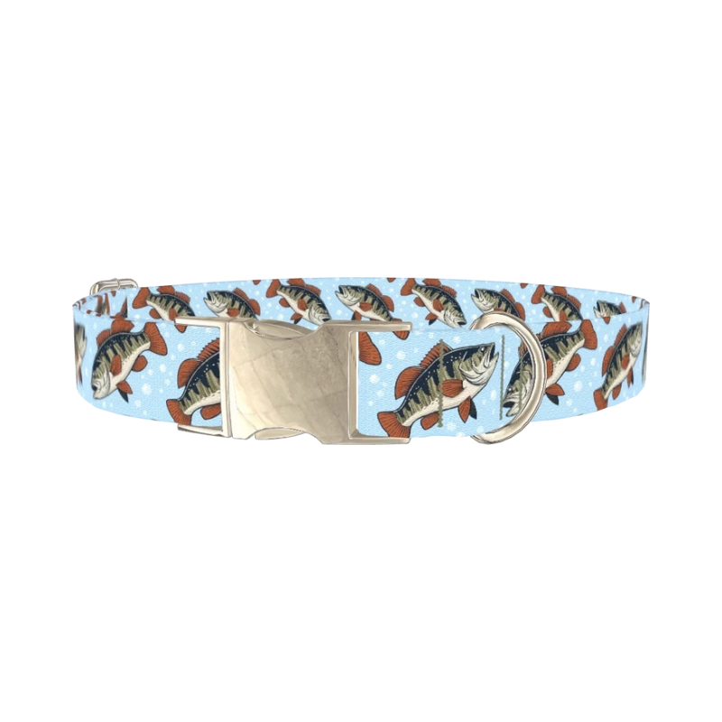 Bass Fish Dog Collar - metal silver