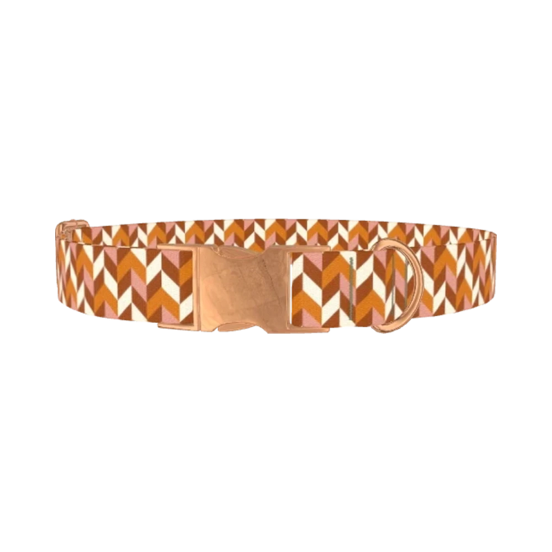 Chevron Geometric Dog Collar - metal rose gold