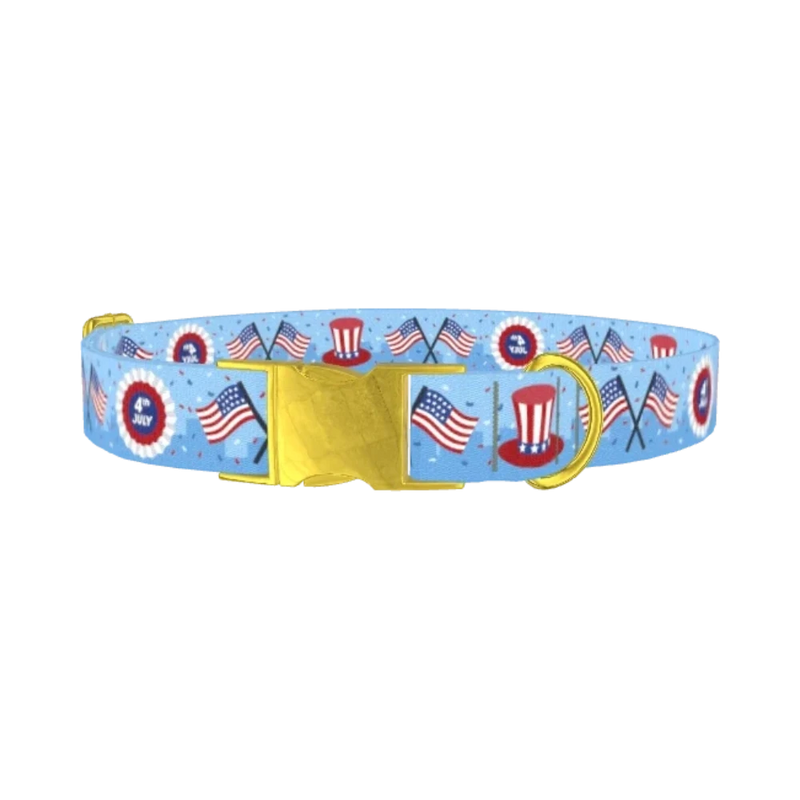 Patriotic American Dog Collar - metal gold