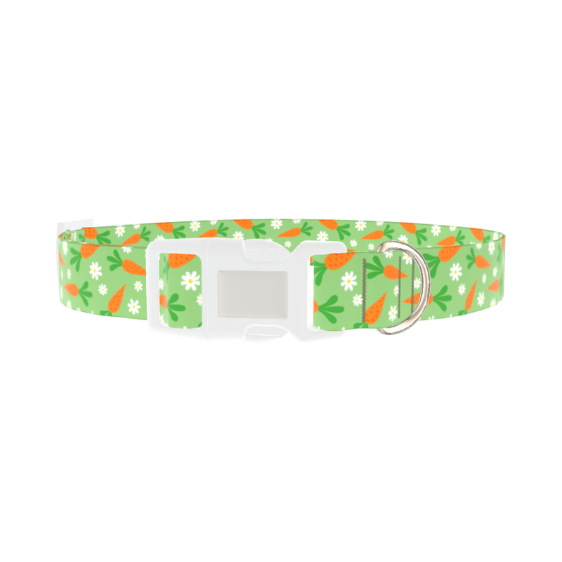 Carrot Floral Dog Collar - plastic silver