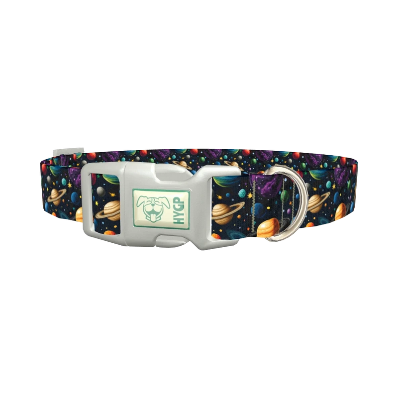 Space Planet Dog Collar - plastic silver
