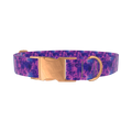 Purple Tie-Dye Dog Collar - metal silver