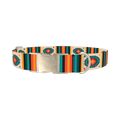 Tribal Geometric Stripes Dog Collar - metal silver