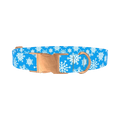 Blue Festive Snowflake Dog Collar - metal rose gold