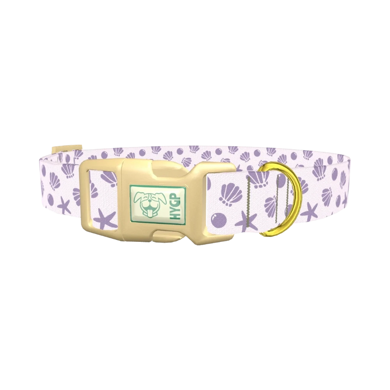 Seashells Ocean Dog Collar - plastic gold