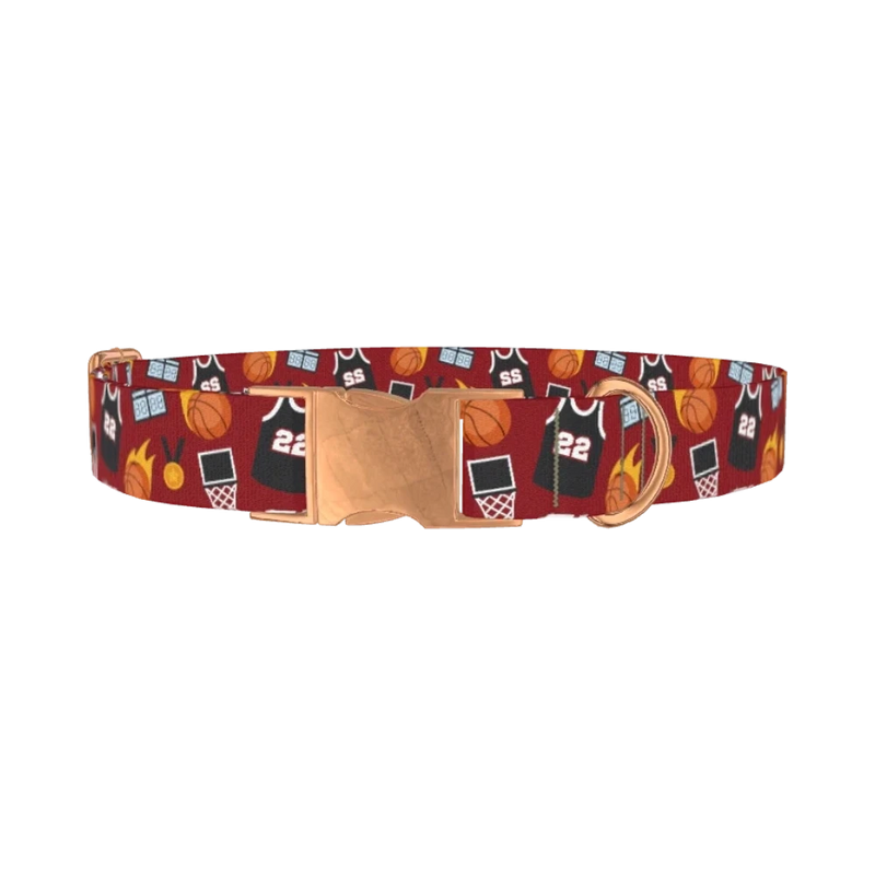 Basketball Theme Dog Collar - metal rose gold