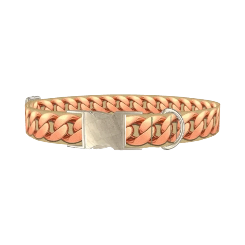 Rose Gold Chain Dog Collar - metal silver