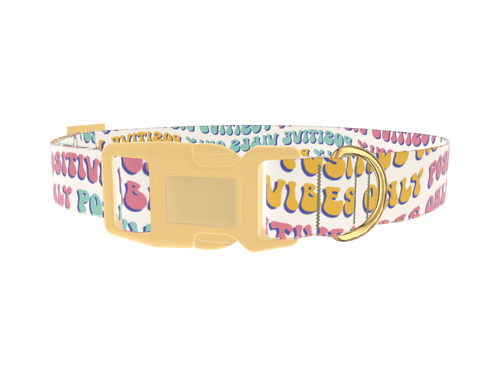 Positive Vibes Text Dog Collar
