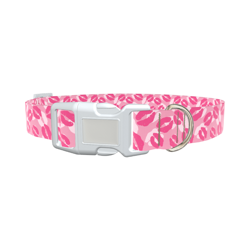 Valentine Lips Dog Collar - plastic gold