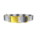 Grey Snake Scale Dog Collar - metal gold
