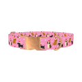 Christmas Dogs Dog Collar - metal rose gold