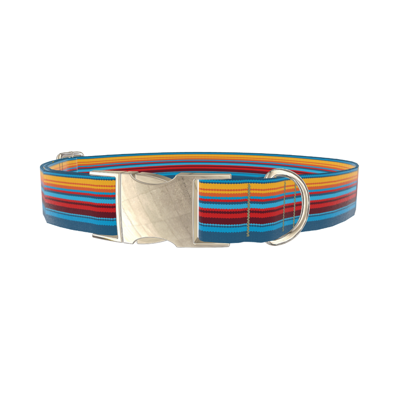 Colorful Geometric Stripe Dog Collar - metal gold