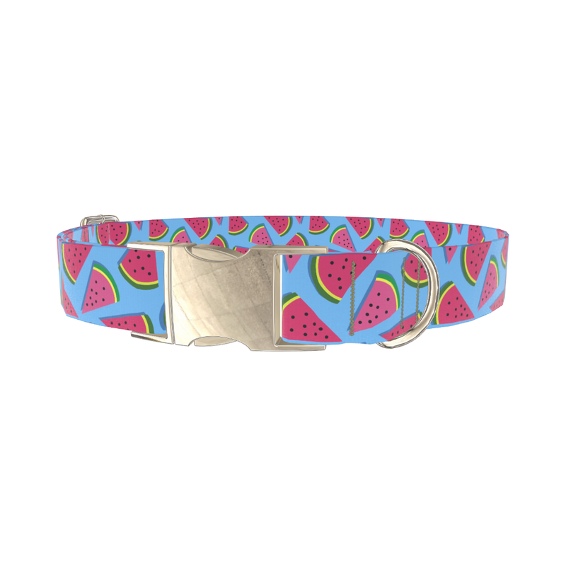Geometric Watermelon Dog Collar - metal gold
